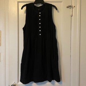 Quince Women's 100% Organic Cotton Gauze Sleeveless Swing Dress - Black - size M